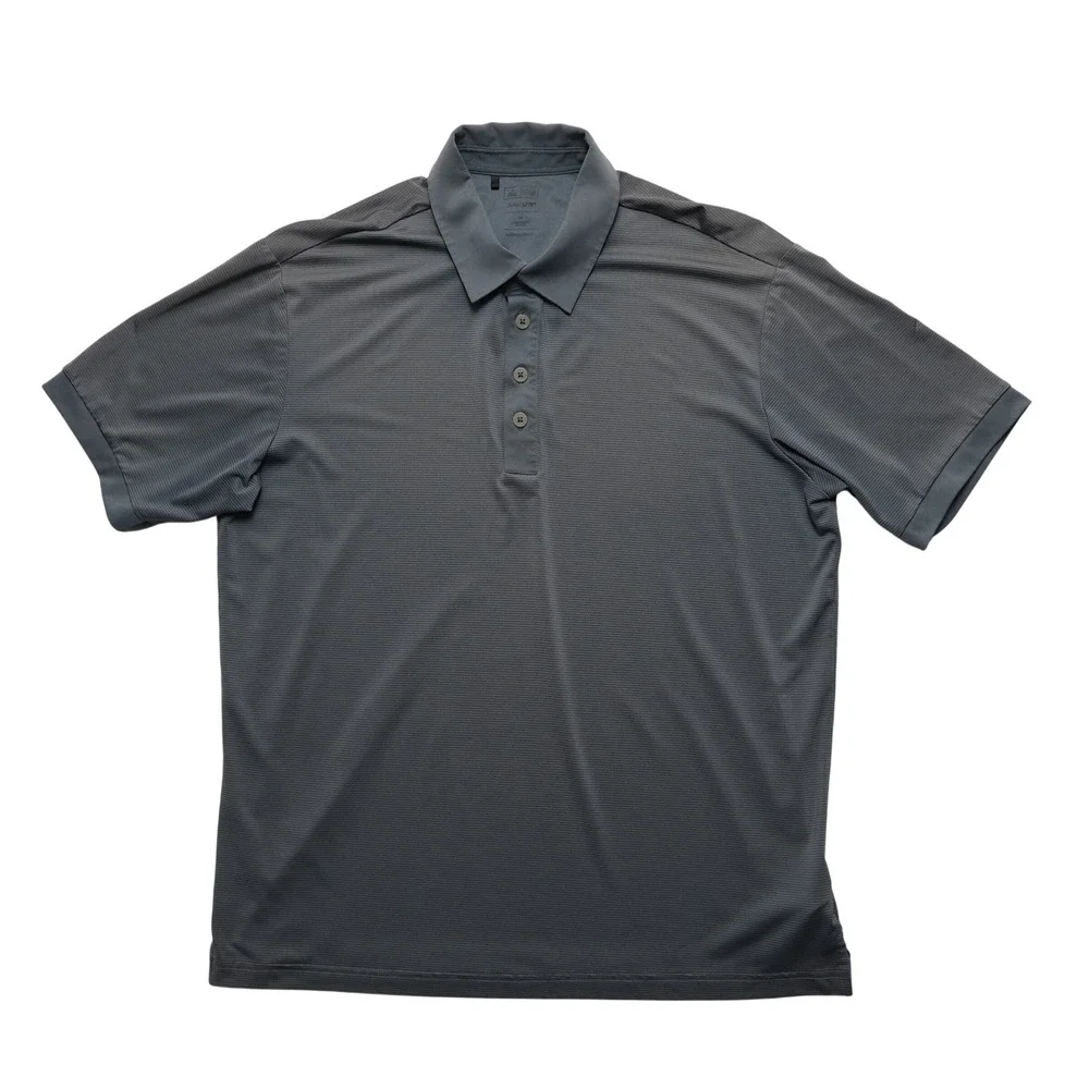Adidas Golf Polo‎ Shirt Mens Medium Gray Climalite Striped Performance